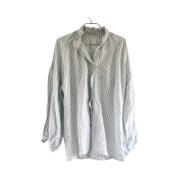 Gehaakte Delice Blauwe Linnen Blouse Claramonte , Gray , Dames