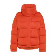 Gewatteerde Korte Jas met Hoge Kraag OOF Wear , Orange , Dames