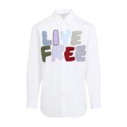 Wit Overhemd met Unieke Borduursels Comme des Garçons , White , Heren