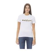 Trendy T-shirt met voorprint Baldinini , White , Dames