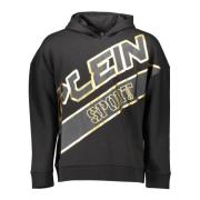 Zwarte hoodie met print en logo Plein Sport , Black , Heren