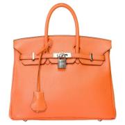 Pre-owned Leather handbags Hermès Vintage , Orange , Dames