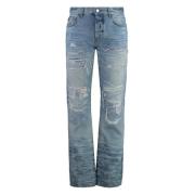 Vernietigd Effect Straight-Leg Jeans Amiri , Blue , Heren