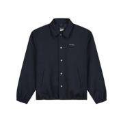 Navy Coach Jacket Stijlvol en Functioneel Olaf Hussein , Black , Heren