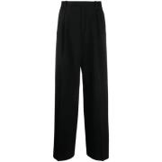 Zwarte Wijde Pijp Broek van Wol Lanvin , Black , Heren