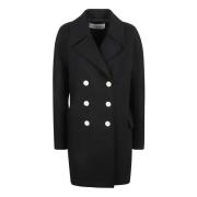 Stijlvolle Zwarte Dubbelrij Jas Lanvin , Black , Dames