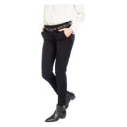 Slim Chino Broek in Technisch Jersey Mason's , Black , Dames