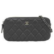 Pre-owned Leather wallets Chanel Vintage , Black , Dames