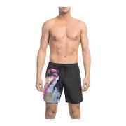 Strandkleding - Zijprint Zwemshorts Bikkembergs , Black , Heren