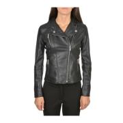 Zwarte Biker Imitatie Leren Jas Emporio Armani , Black , Dames