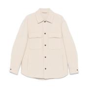 Witte Herringbone Jas met Geborstelde Afwerking Emporio Armani , White...