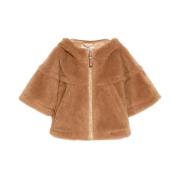 Kameel Teddy Cropped Jas met Capuchon Max Mara , Brown , Dames