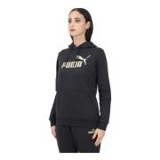 Glitter Logo Hoodie Zwart Dames Sweater Puma , Black , Dames