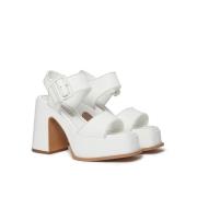 Witte Nep Leren Plateau Sandalen Stella McCartney , White , Dames