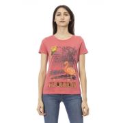 Korte Mouw Ronde Hals T-shirt Trussardi , Pink , Dames