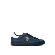 Blauwe Leren Sneaker Roberto Cavalli , Blue , Heren