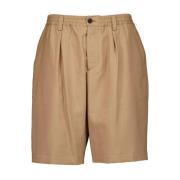 Bruine Wollen Bermuda Shorts met Plooien Marni , Brown , Heren