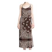 Bandana Print Midi Jurk The Attico , Brown , Dames