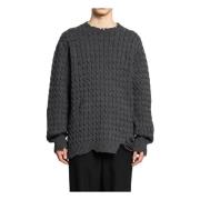 Houtskool Crewneck Sweater met Vernietigde Details Undercover , Gray ,...