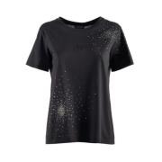 Zwart T-shirt met strass applicaties Nenette , Black , Dames