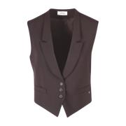 Mouwloos Twill Vest met V-hals Ottod'Ame , Brown , Dames