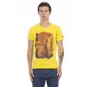 Korte Mouw V-hals T-shirt Trussardi , Yellow , Heren