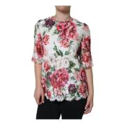 Witte Bloemenkanten Blouse met Zijde Dolce & Gabbana , Multicolor , Da...