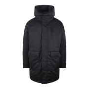 Gewatteerde Nylon Hooded Jas Closed , Black , Heren