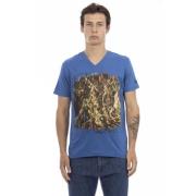 Korte Mouw V-hals T-shirt Trussardi , Blue , Heren