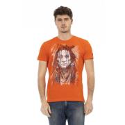 Casual T-shirt met ronde hals Trussardi , Orange , Heren