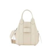 Script Leren Tote Tas met Hardware Hogan , Beige , Dames