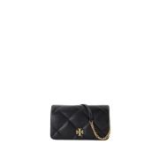 Diamanten Portemonnee Op Ketting - Leer - Zwart Tory Burch , Black , D...