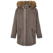 Wollen parka met bont capuchon P.a.r.o.s.h. , Brown , Dames