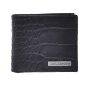 Wallet in black leather with crocodile print Baldinini , Black , Heren