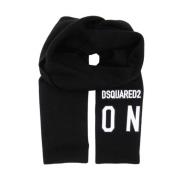 Icon Wollen Sjaal met Geborduurd Logo Dsquared2 , Black , Heren