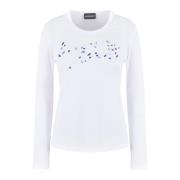 Witte T-shirts en Polos Lange Mouw Emporio Armani , White , Dames