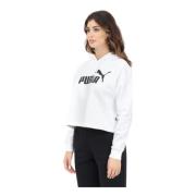 Essentials Witte Hoodie Dames Sportieve Stijl Puma , White , Dames