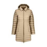 Lange Pufferjas met Capuchon Jott , Beige , Dames