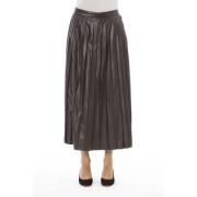 Geplooide Leren Rok Alpha Studio , Brown , Dames