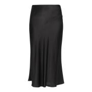 Zwarte Satijnen Midi Rok Ottod'Ame , Black , Dames