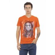 Korte Mouw V-hals T-shirt Trussardi , Orange , Heren