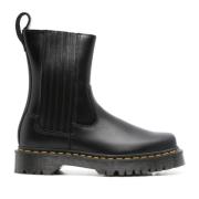 Zwarte leren enkellaarzen met zijrits Dr. Martens , Black , Dames