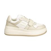 Retro Leren Sneakers Tommy Jeans , Beige , Dames