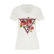 Logo T-shirt voor dames Guess , White , Dames