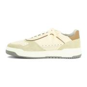 Basket Sneakers Platte Stoffen Veters Brunello Cucinelli , Beige , Her...