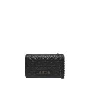 Zwarte schoudertas met gouden details Moschino , Black , Dames