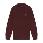 Gebreide Lamswol Quarter Zip Trui Lyle & Scott , Red , Heren