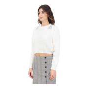 Witte Crew Neck Sweater Only , White , Dames