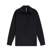 Katoenen Diepe V-Hals Blouse met Lange Mouwen Liviana Conti , Black , ...