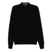 Wol Half-Zip Gebreide Kleding Hugo Boss , Black , Heren